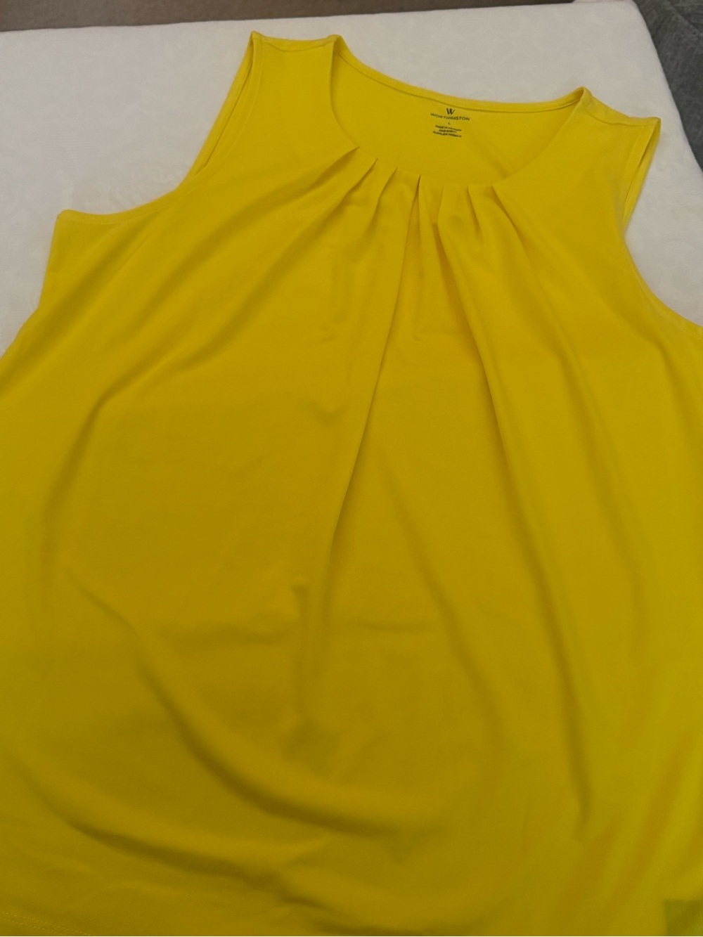 Worthington Sleeveless Pleated Scoop Neck Tank - Yellow
